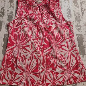 2365 Banana Republic Pink/White Women's Floral Sleeveless Blouse Size Medium‎